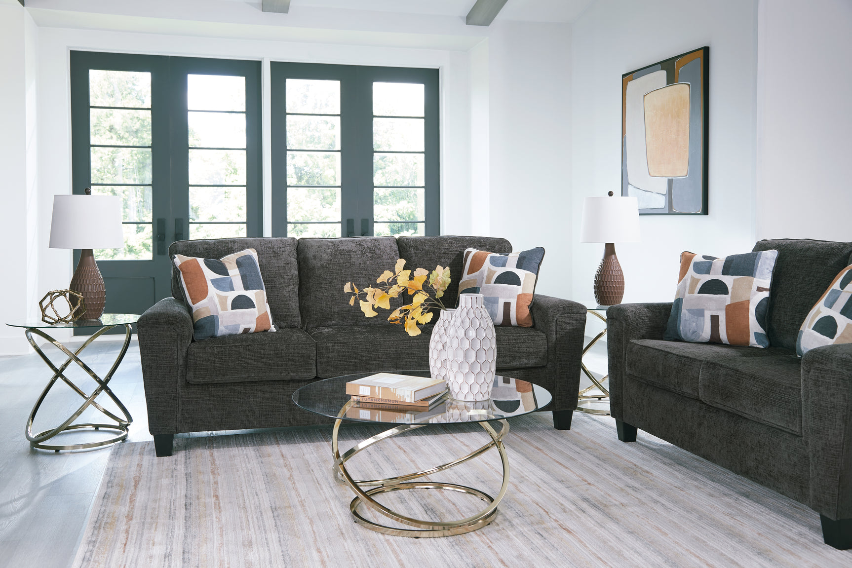 main view of Erinslane Dusk Sofa and Loveseat furniture