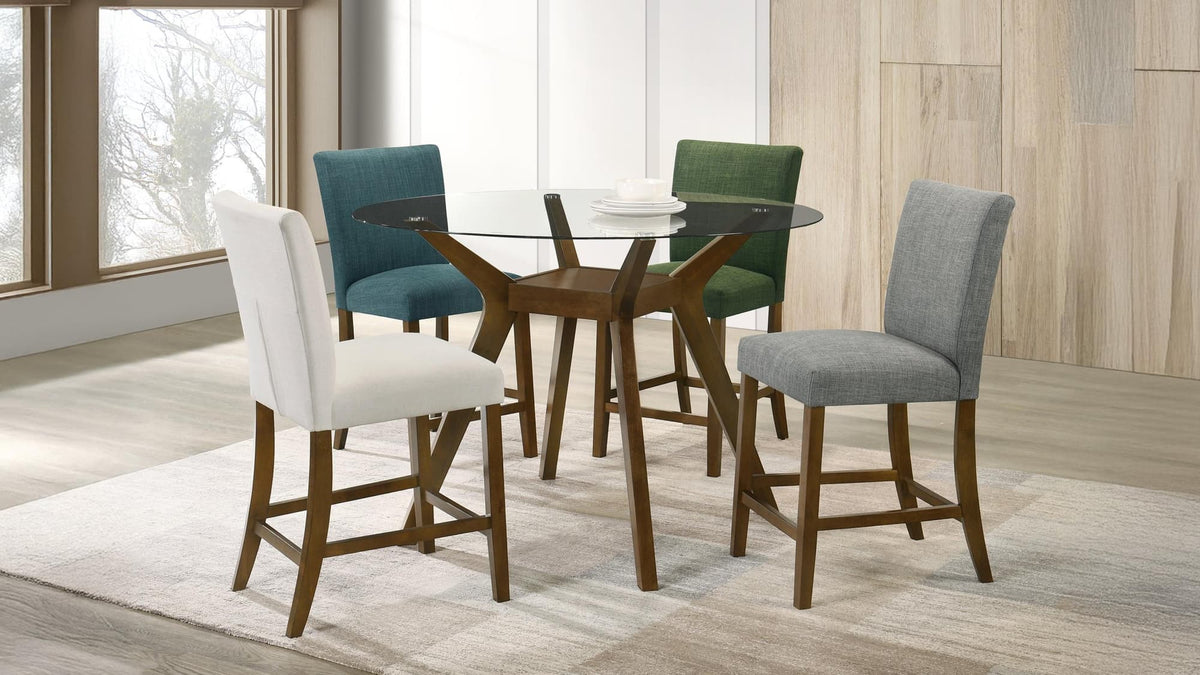 Paxton 5-Piece Round Glass Top Counter Height Dining Set Beige — product view
