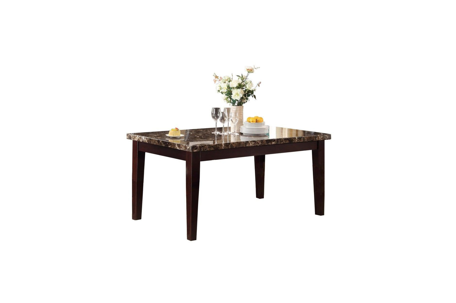 Room view of Teague Espresso Dining Set highlighting table with chairs and bench option