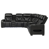 Zuma 3-Piece Dual Power Faux Leather Reclining Sectional Sofa Black — product image 4