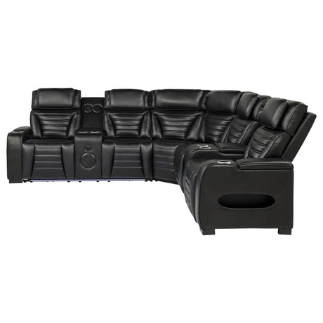 Zuma 3-Piece Dual Power Faux Leather Reclining Sectional Sofa Black — product image 4