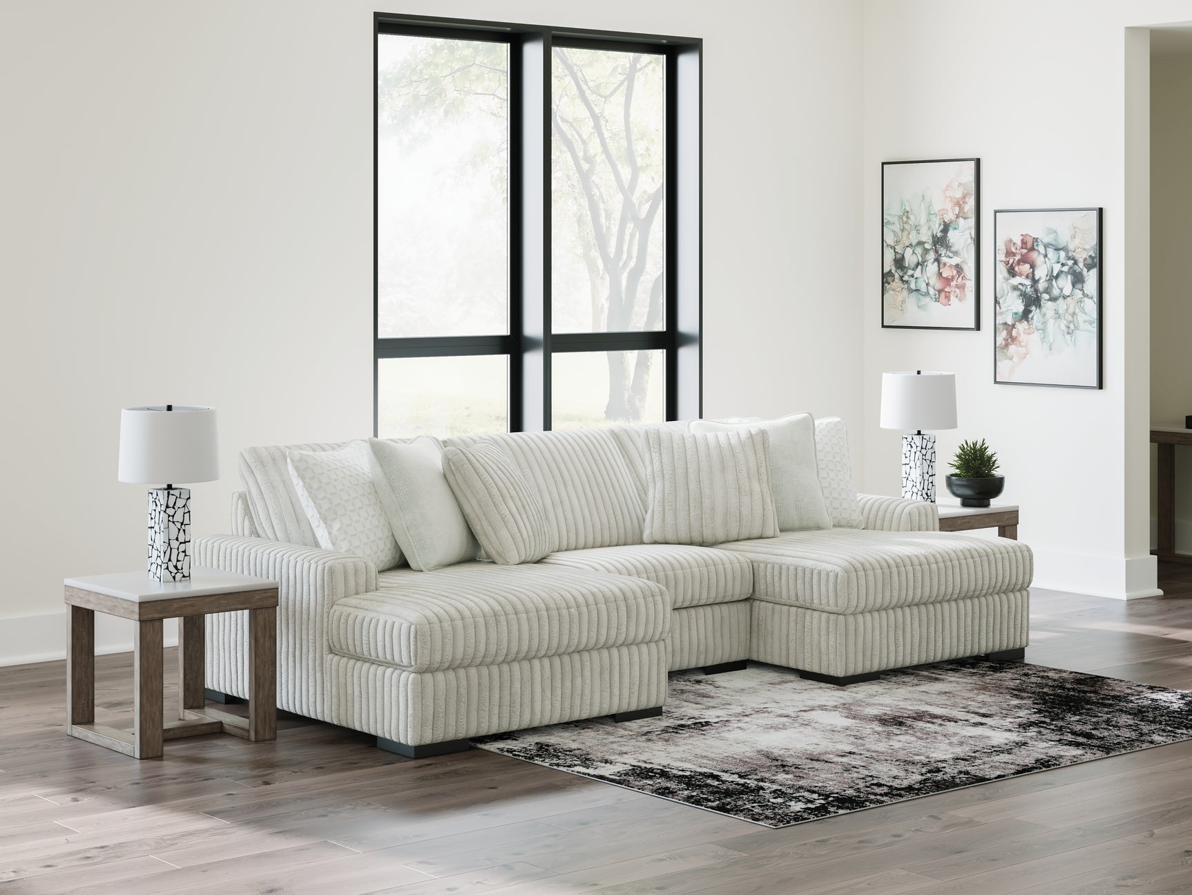 Side view of Stupendous Alloy Velvet 3-Piece Sectional Sofa with Double Chaise