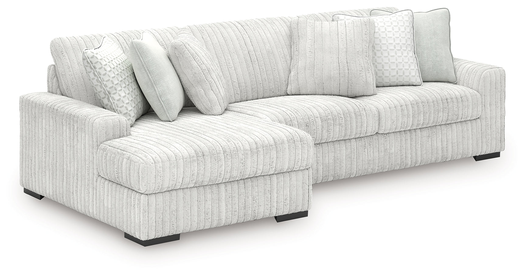 Detail of velvet texture on sectional sofa