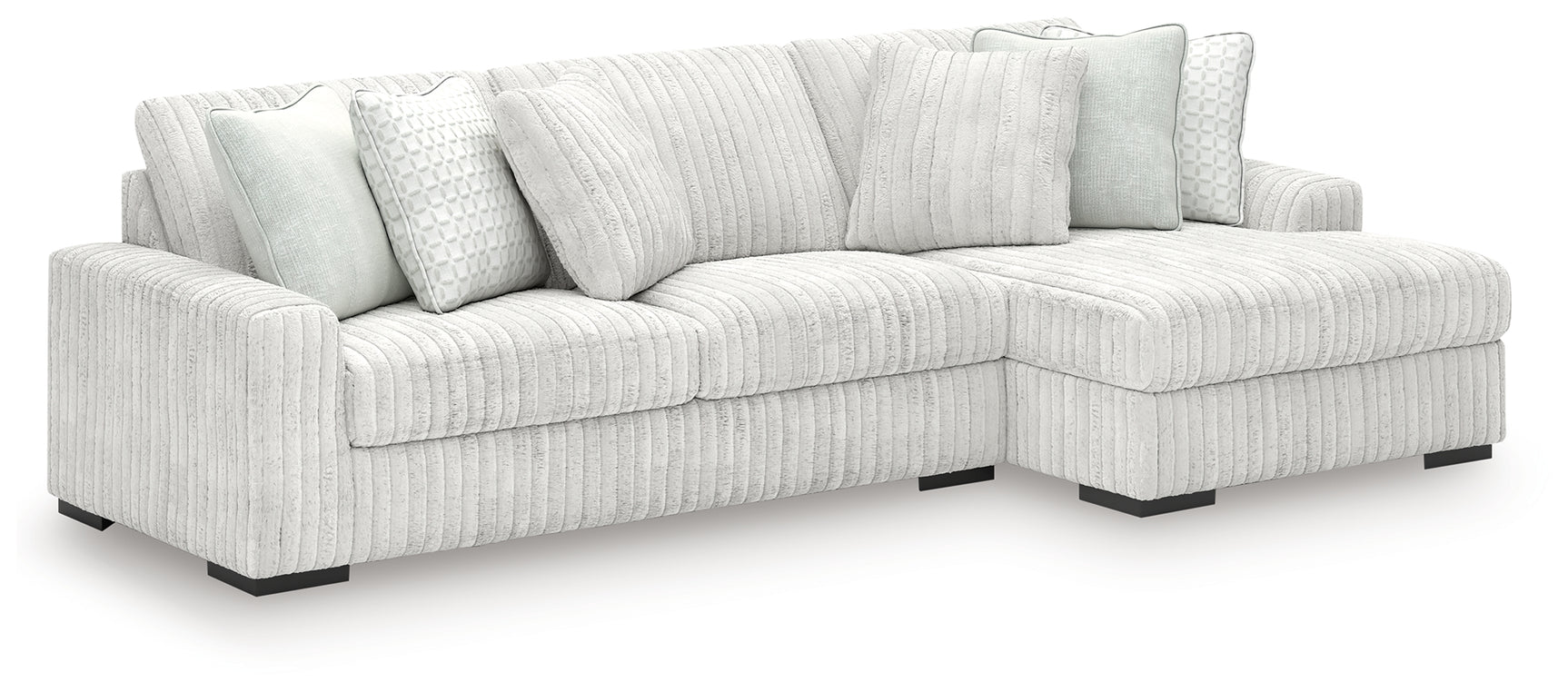 Side view of Stupendous Alloy Velvet 2-Piece Sectional sofa with chaise