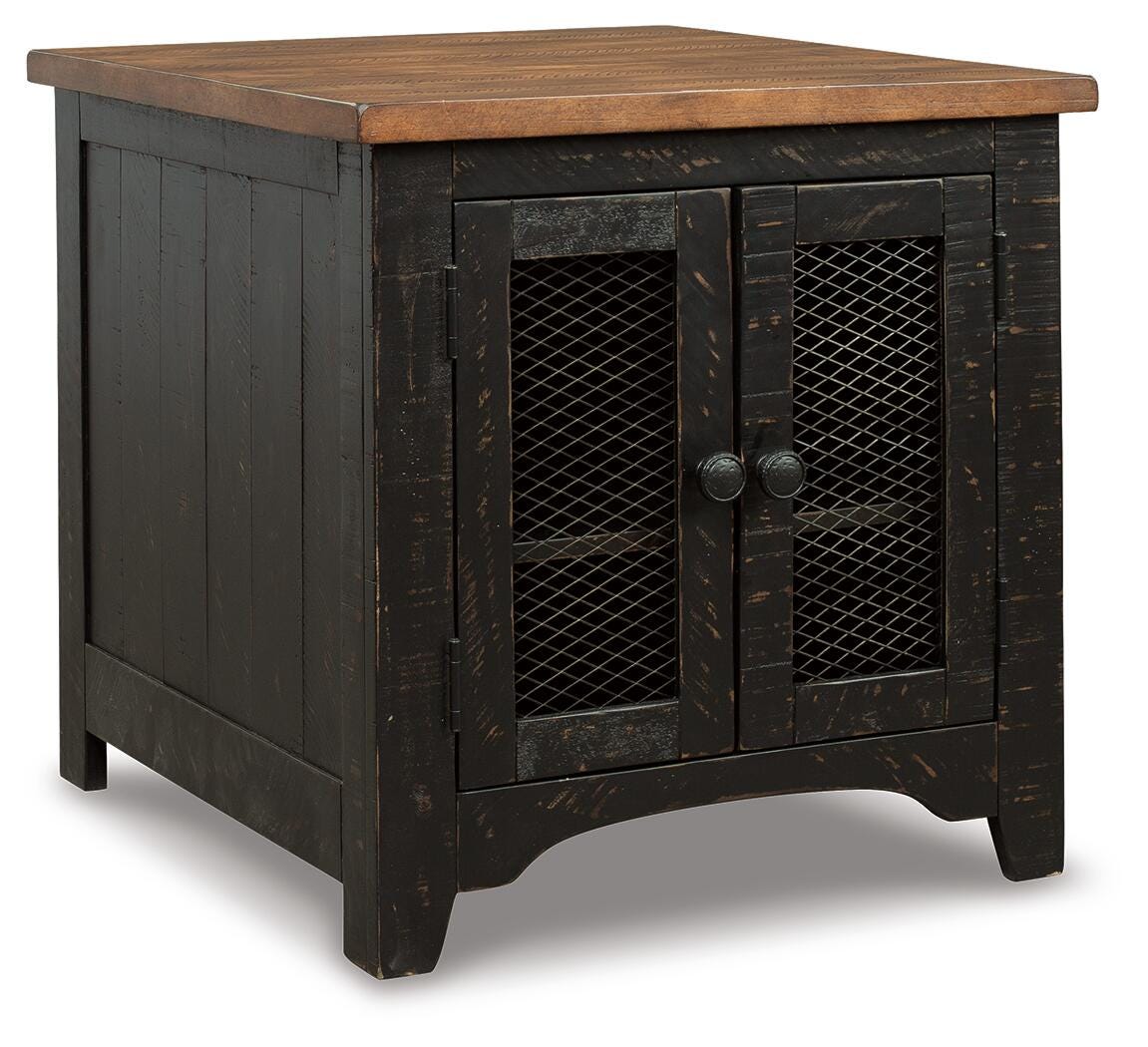 Valebeck Black/Brown 2 End Tables — angled view