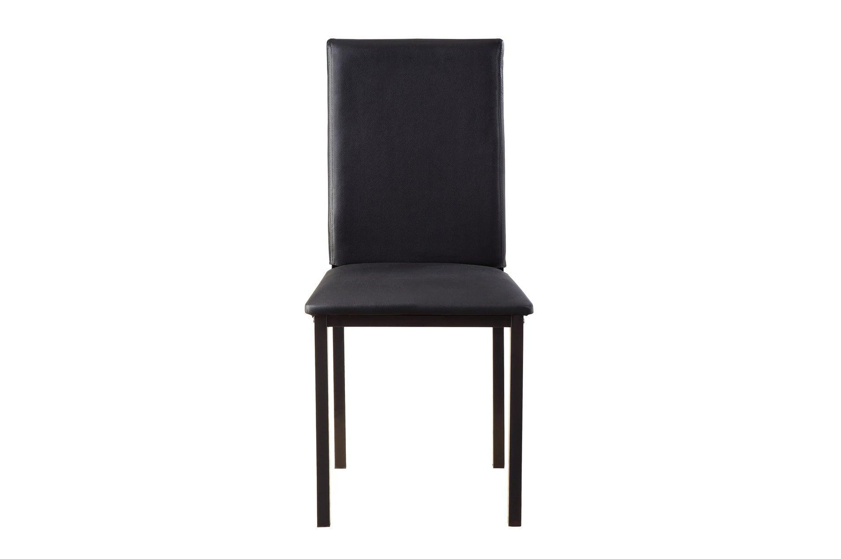 side view of Tempe black faux leather faux marble rectangular dining room set dining room furniture