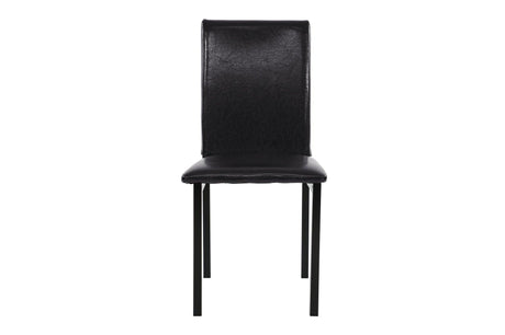 Close-up detail of faux leather upholstery on dining chair