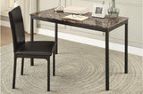 Tempe dark brown writing desk with faux marble top angled view