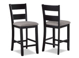 Detail of Lester Light Gray Counter Height Dining Set wood finish