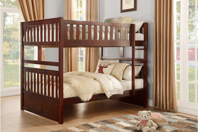 Rowe Dark Cherry Twin Over Twin Bunk Bed Front View