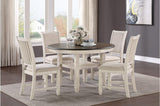 Main view of Asher antique white round dining set with fabric chairs