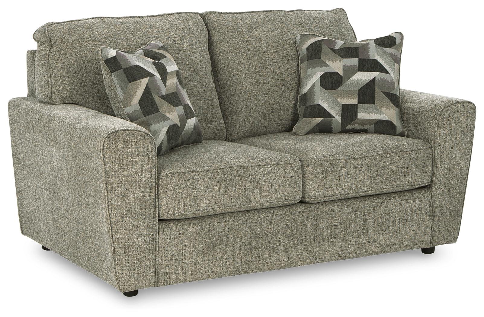 Cascilla Pewter Chenille Loveseat head-on view