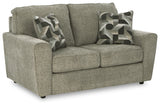 Angled side view of Cascilla Pewter Loveseat