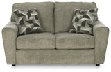 Cascilla Pewter Chenille Loveseat side view