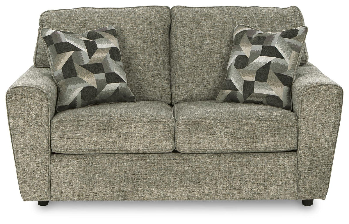 Cascilla Pewter Chenille Loveseat side view