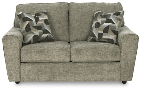 Cascilla Pewter Chenille Loveseat side view