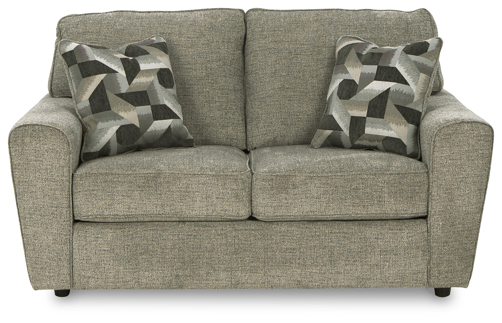 Head-on view of Cascilla Pewter Loveseat