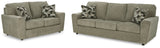 Side view of Cascilla Pewter Sofa and Loveseat set