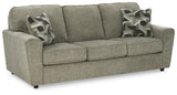 Angled view of Cascilla Pewter Sofa and Loveseat set