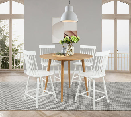 Andrews 5-Piece Round Counter Dining Set in Light Ash and White — product view