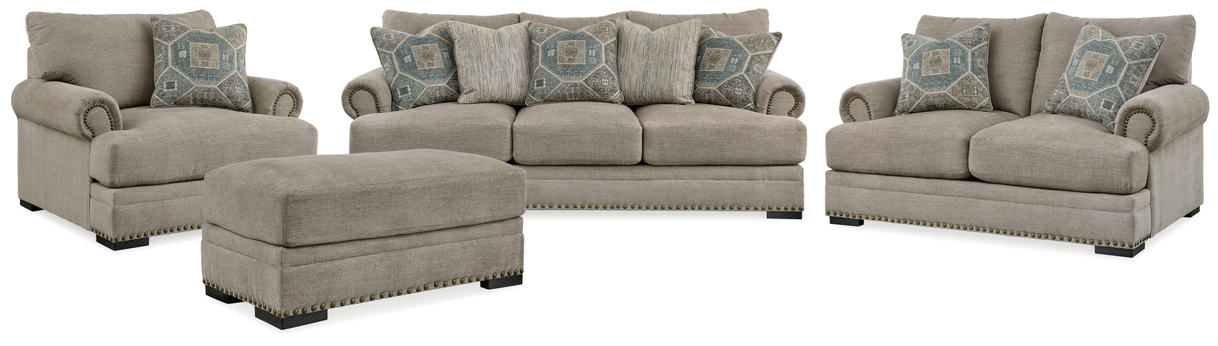 Side view of Galemore Quarry loveseat in Quarry upholstery