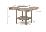 Side view showing table leg design