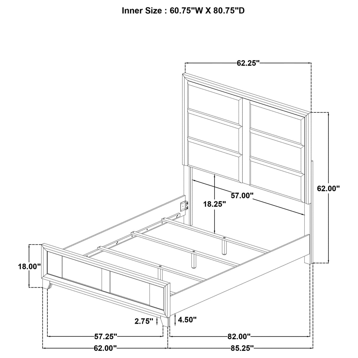 Farre Queen Upholstered Platform Panel Bed Dark Brown — product image 11