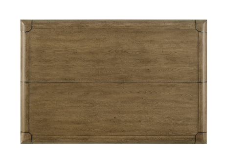 Detail view of wood grain finish on Cockrell Dining Table