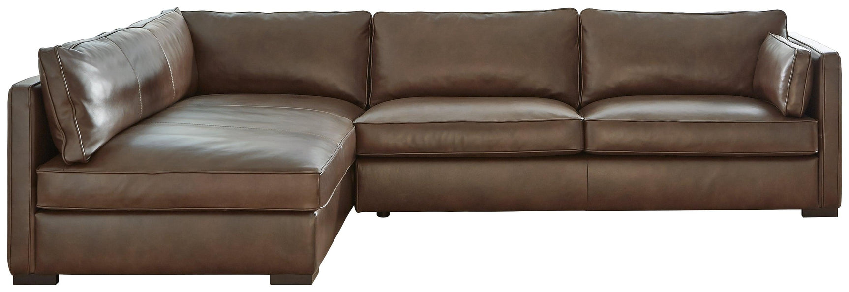 Kiessel Chocolate Leather 2-Piece Sectional - Ella Furniture