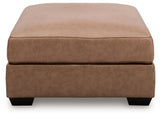 WillowBend oversized ottoman head-on view with jumbo stitching