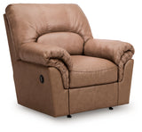 WillowBend Caramel Faux Leather Recliner chair side view