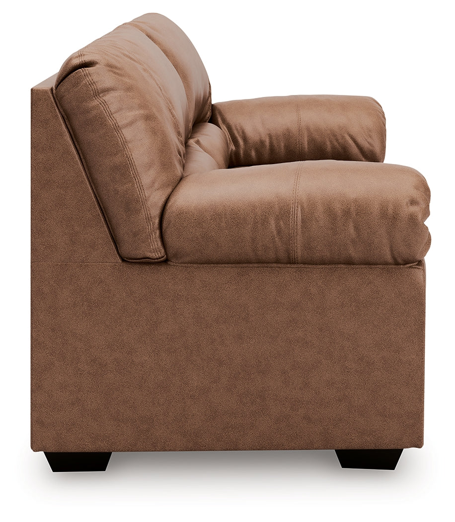 WillowBend Caramel Faux Leather Loveseat