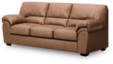 WillowBend Caramel Faux Leather Sofa angled front view