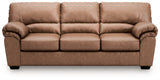 Close-up detail of faux leather and stitching