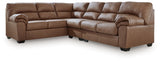 Side angle of WillowBend Caramel Faux Leather Sectional