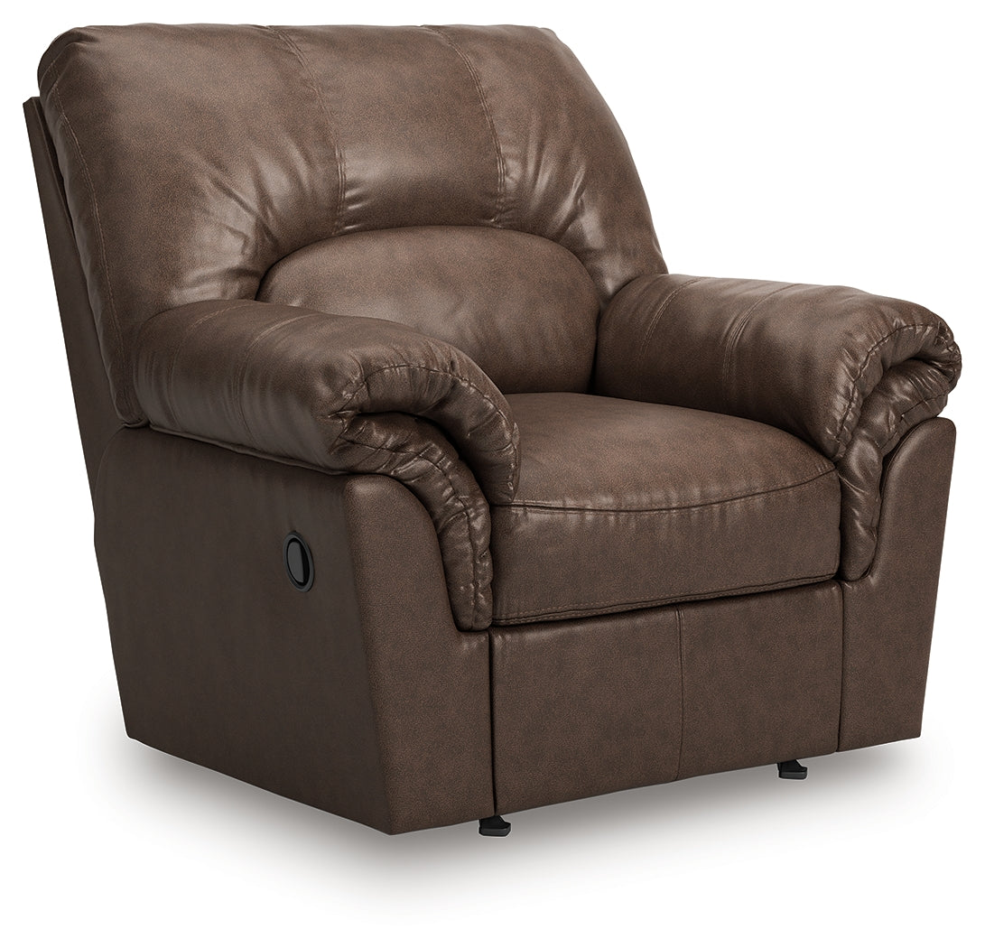 WillowBend Umber Faux Leather Recliner chair side view