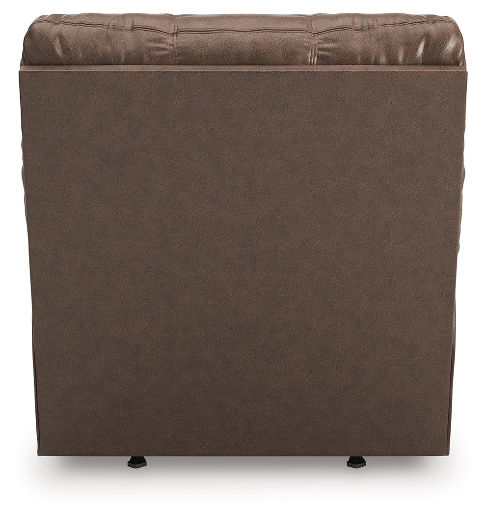 WillowBend Umber Faux Leather Recliner chair back view