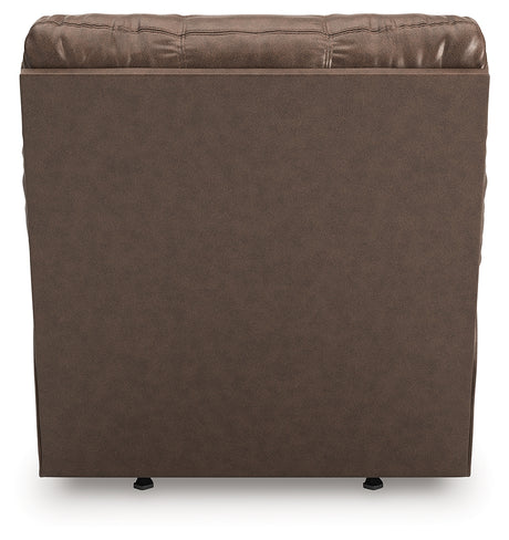 WillowBend Umber Faux Leather Recliner chair back view