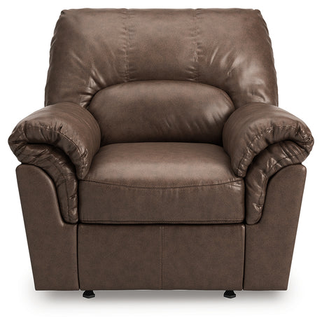 WillowBend Umber Faux Leather Recliner chair head-on view