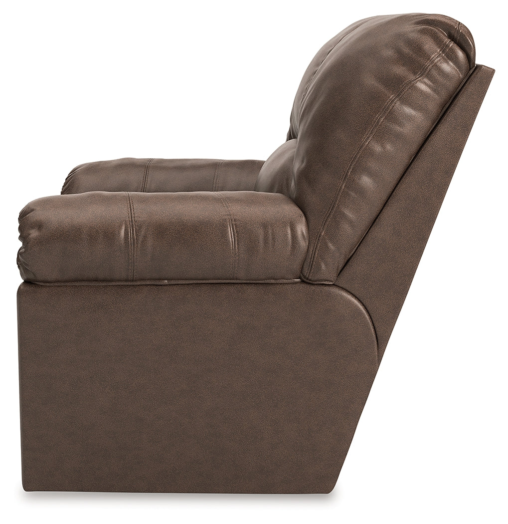 WillowBend Umber Faux Leather Recliner chair main side view