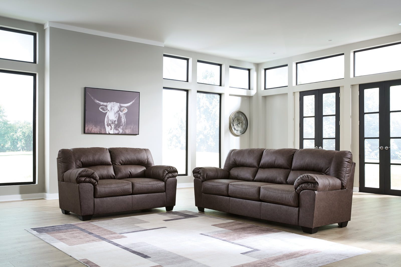 main view of WillowBend Umber Sofa and Loveseat furniture