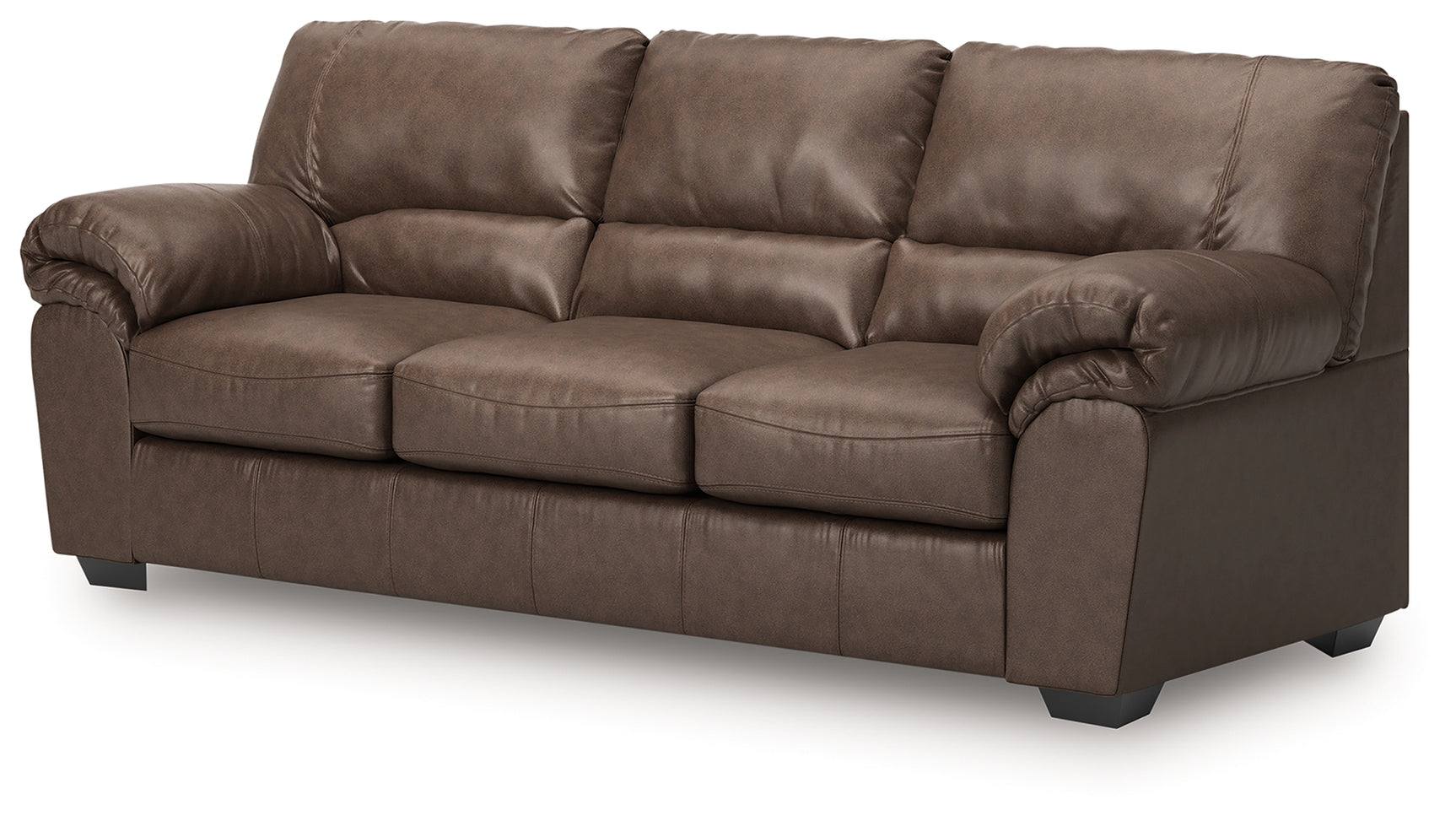 WillowBend Umber Faux Leather Sofa angled front view