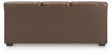 WillowBend Umber Faux Leather Sofa back side view