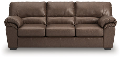 WillowBend Umber Faux Leather Sofa side view