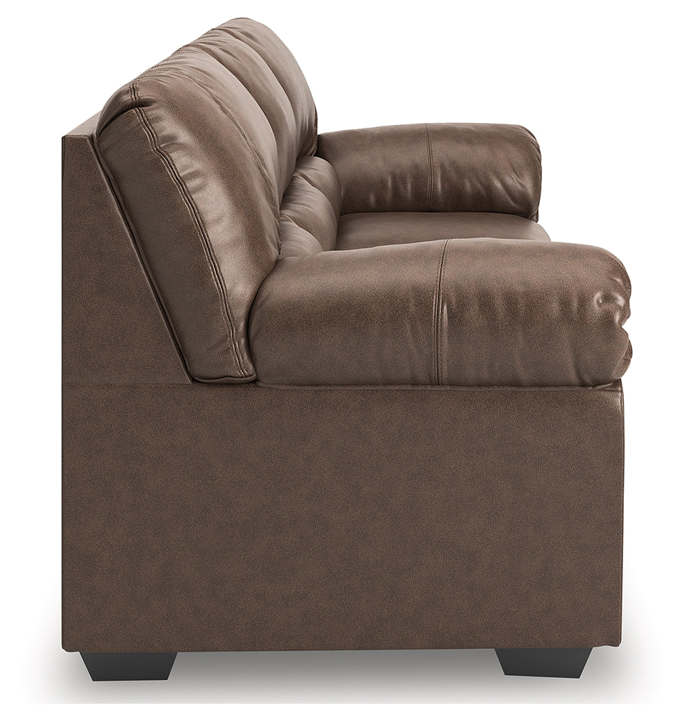 WillowBend Umber Faux Leather Sofa front main view
