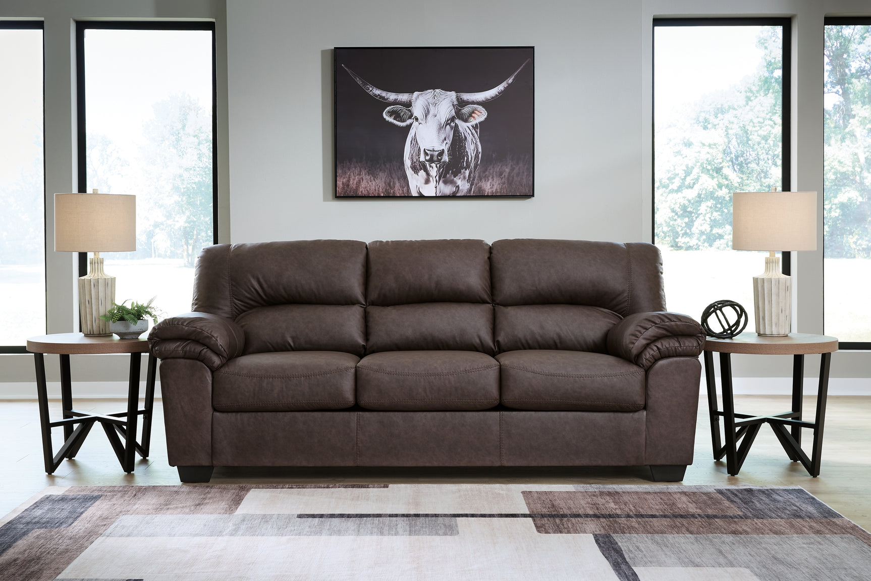 WillowBend Umber Sofa and Loveseat front angled view