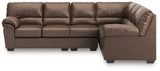Front-facing main view of WillowBend Umber Faux Leather sectional sofa