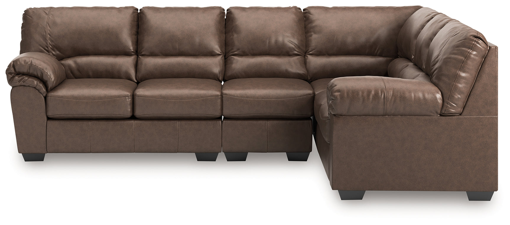 Front-facing main view of WillowBend Umber Faux Leather sectional sofa