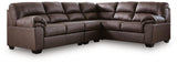 Side view showing faux leather texture of WillowBend sectional sofa