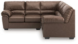 Head-on view of WillowBend Umber Faux Leather sectional